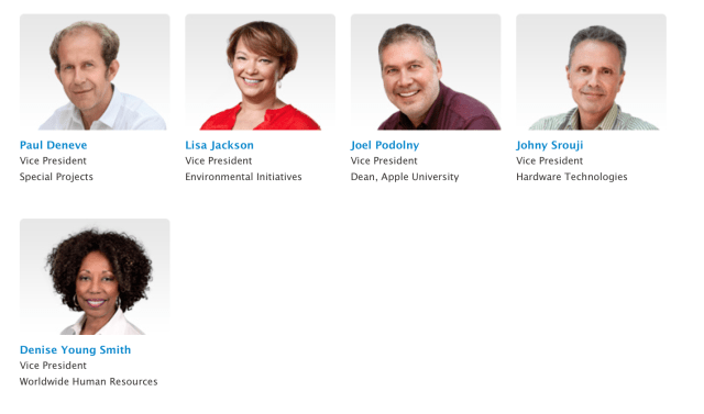 Apple Adds Five Vice Presidents to Executive Leadership Page