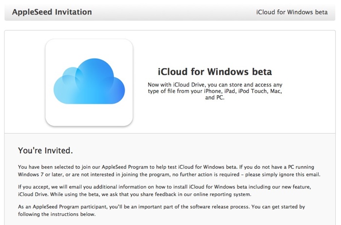 Apple Seeds iCloud for Windows Beta with iCloud Drive Support to AppleSeed Members