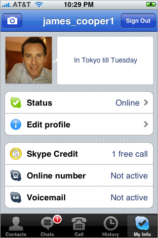 Skype v1.1 for iPhone Adds SMS and Voicemail