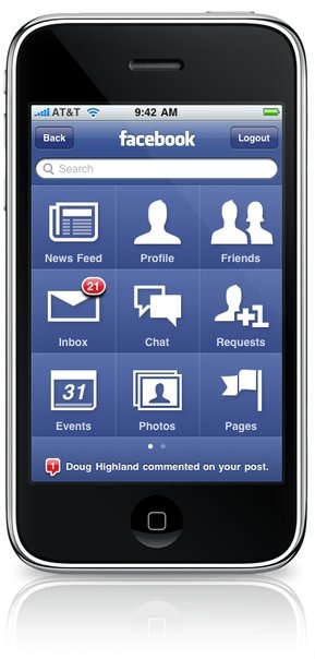 Nueva versión de Facebook para el iPhone OS 3.0 Obtiene Más novedades