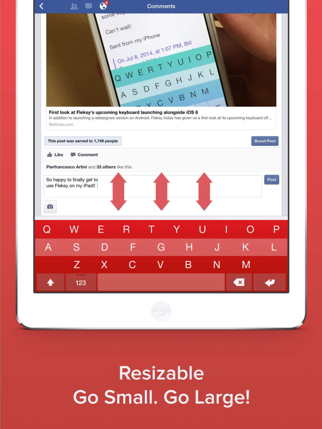 Fleksy Keyboard Released for iOS 8