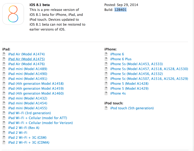 Apple Seeds iOS 8.1 Beta to Developers for Download and Testing