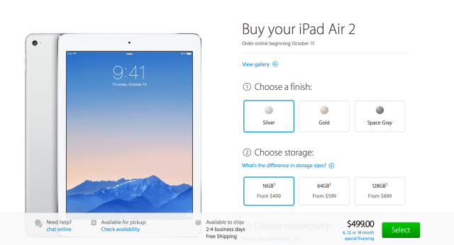 New iPad Air 2 and iPad Mini 3 Now Available For Purchase Online