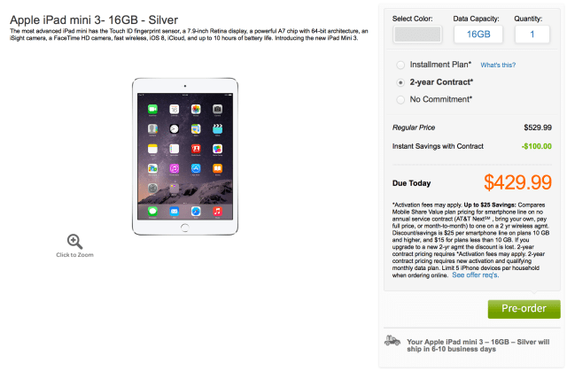 AT&amp;T &amp; Verizon Begin Taking Pre-Orders for the New iPad Air 2, iPad Mini 3