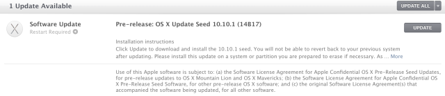 Apple Seeds OS X Yosemite 10.10.1 to Developers for Download 