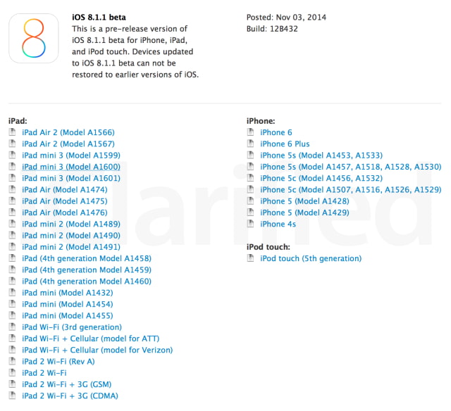 Apple Releases iOS 8.1.1 Beta to Developers for Testing