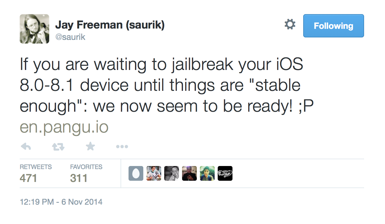 Saurik Says iOS 8 Jailbreak is Now 'Stable Enough', Packages Can Be Marked iOS 8 Compatible