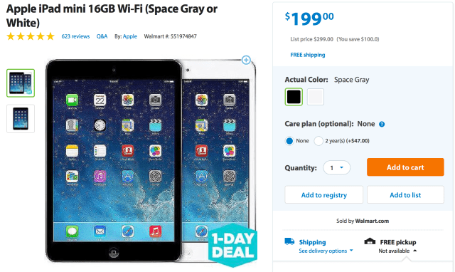 Walmart 1-Day Deal: First Generation iPad Mini for $199 Walmart 1-Day Deal: First Generation iPad Mini for $199