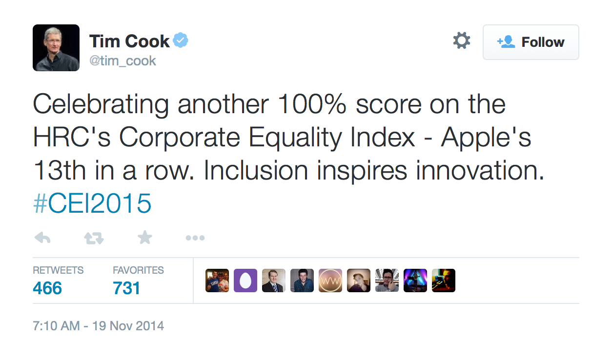 Apple Scores 100% on the HRC&#039;s Corporate Equality Index for the 13th Year in a Row