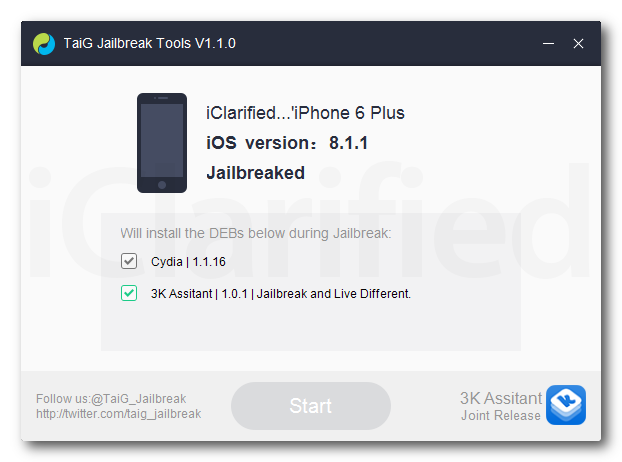 TaiG 1.1 Jailbreak Utility Released, TaiG iOS 8.0-8.1.1 Untether Released in Cydia