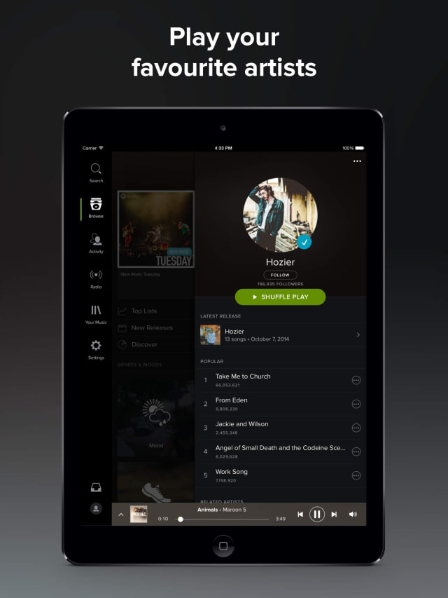 Spotify's Music Discovery Feature Arrives on the iPad