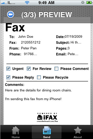 iFax Sends Free Faxes From Your iPhone