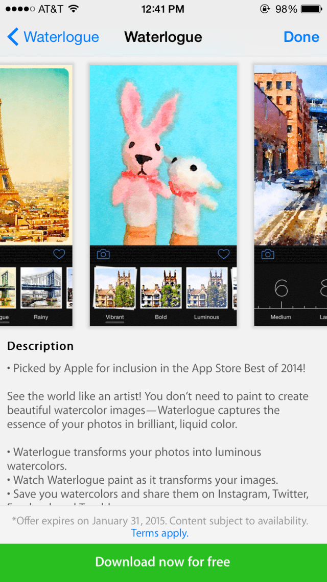 Apple Offers &#039;Waterlogue&#039; App Free to Apple Store App Users