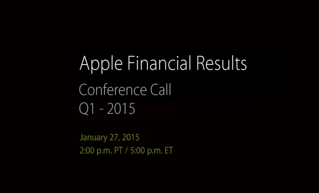 Apple to Report Q1 2015 Earnings on Tuesday, January 27th