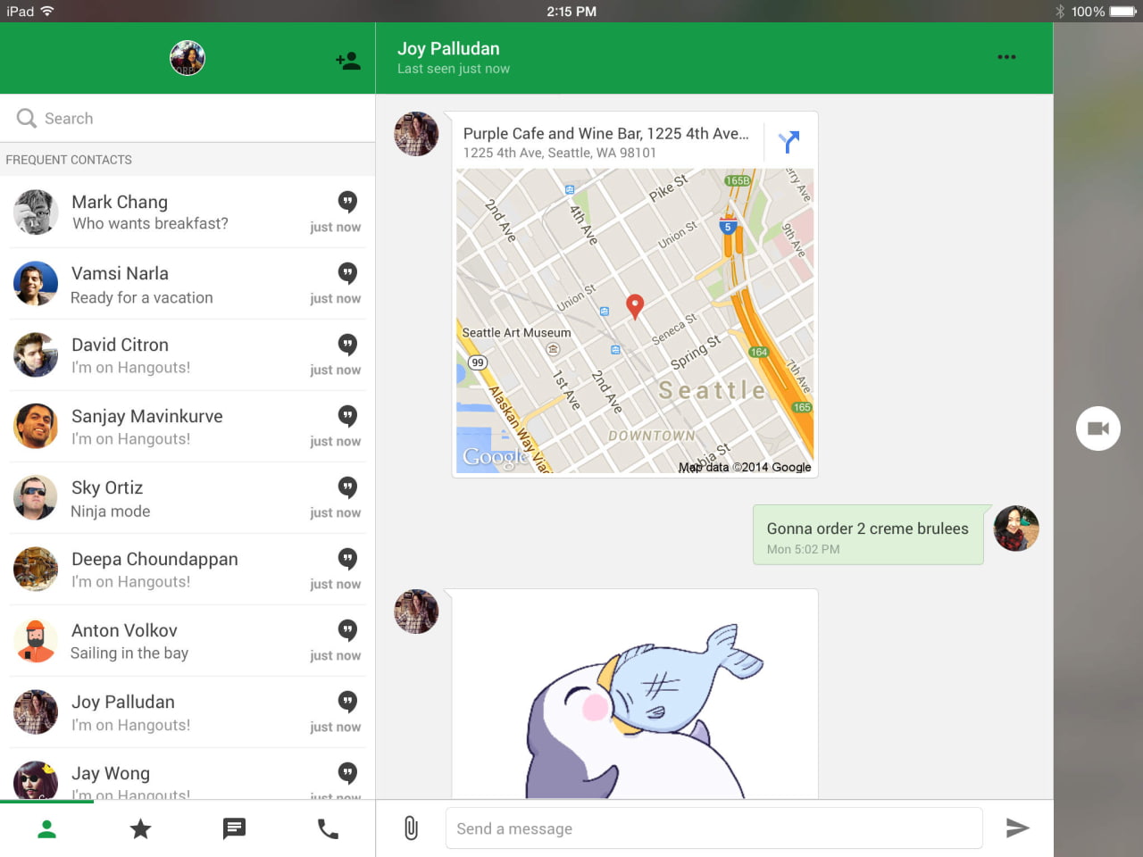 Google Hangouts App Gets New Sticker Packs, Location Sharing, Status