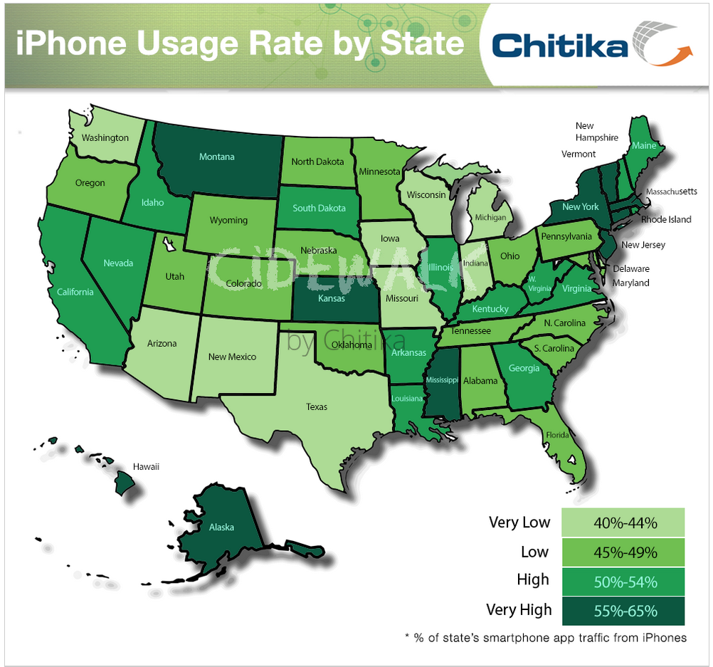 iPhone Usage Rates by State [Chart]