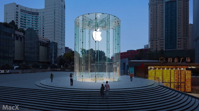 New Apple Store in Chongqing, China Features Beautiful Glass Cylinder Design [Photos]