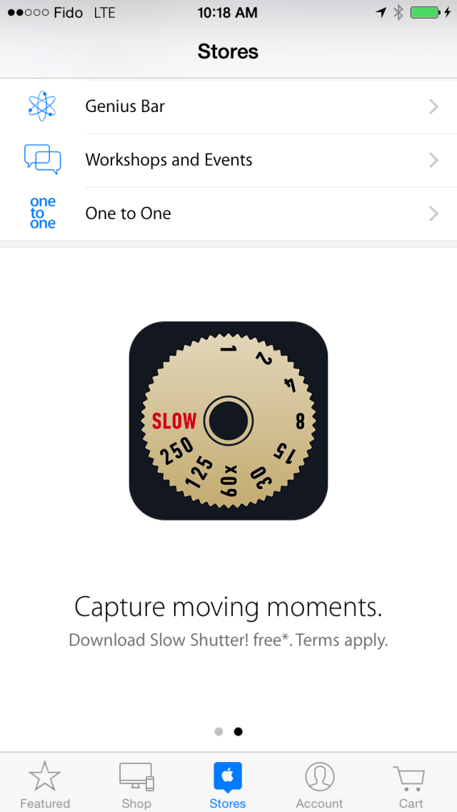 Apple Offers Slow Shutter! as a Free Download Via the Apple Store App