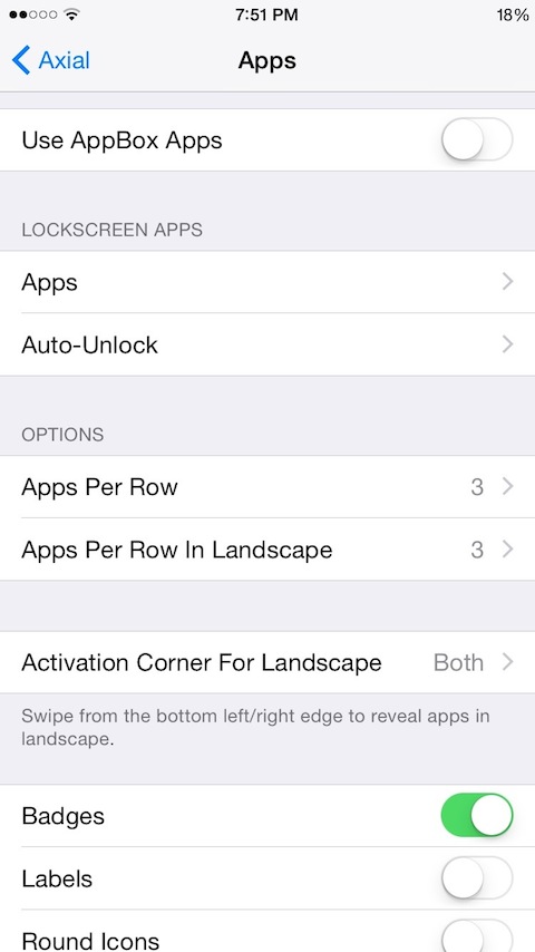 Axial Tweak Adds Quick Launch App Shortcuts to Control Center