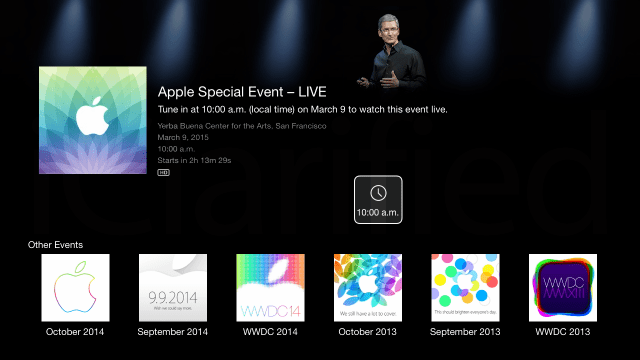 Apple TV Updated With &#039;Apple Events&#039; Channel to Live Stream Today&#039;s Media Event