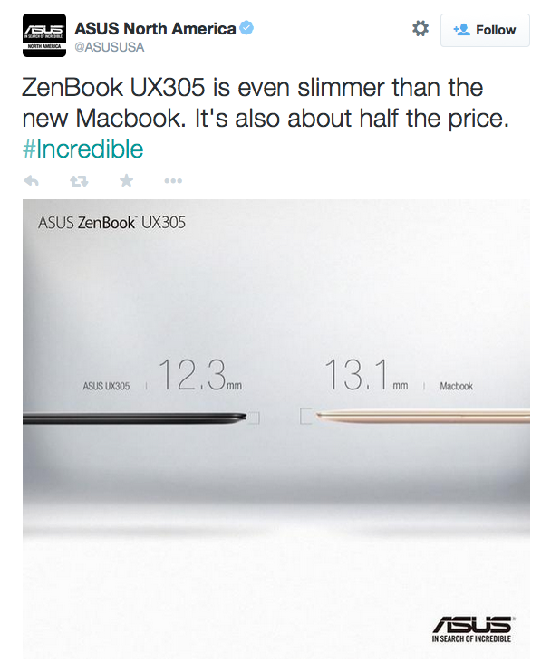 Apple&#039;s New MacBook Mocked By Lenovo, Dell, ASUS