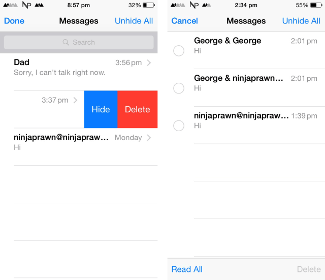 HiddenConvos Tweak Lets You Hide Conversations in the Messages App