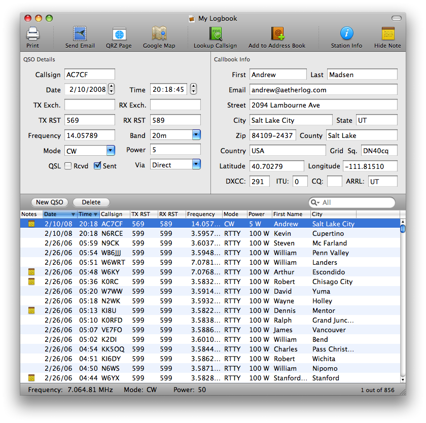 Ham Radio Logging Application