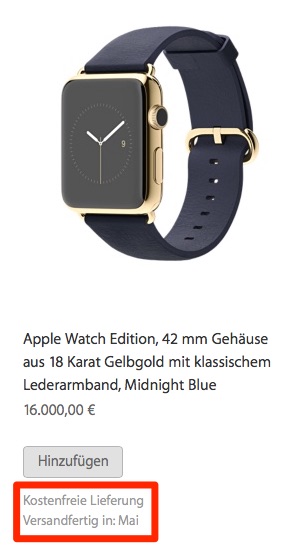 Apple Accidentally Leaks Shipping Estimates for the Apple Watch