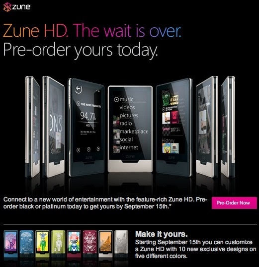 Zune HD to Ship September 15th in Five Colors