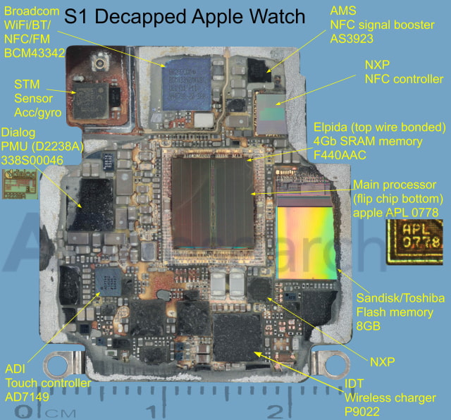 Components of the Apple Watch S1 SiP Revealed [Photo]