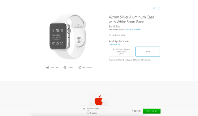 Shipping Estimates for Every 42mm Apple Watch and Apple Watch Sport Slip to July