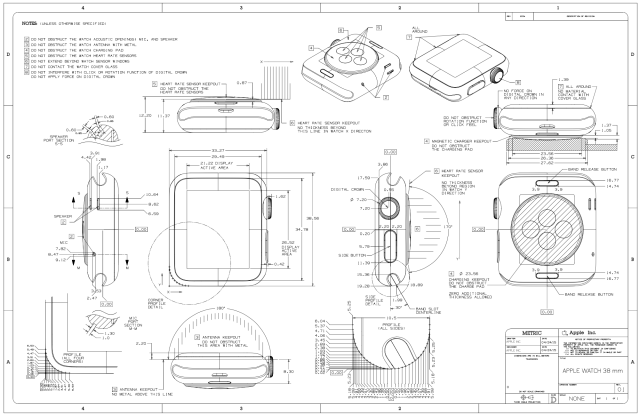 Detailed 38mm and 42mm Apple Watch Schematics [Images]