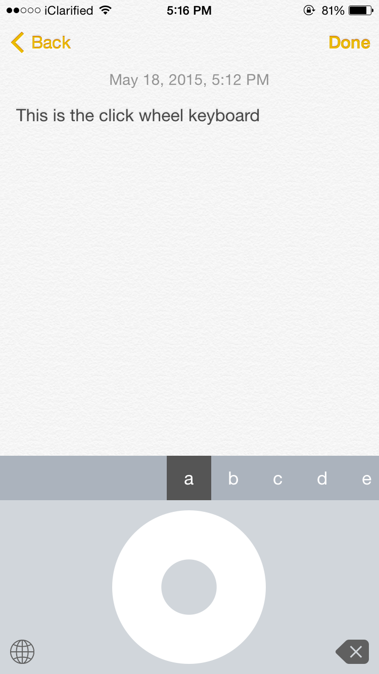 Click Wheel Keyboard Brings the Classic iPod Click Wheel to the iPhone Keyboard