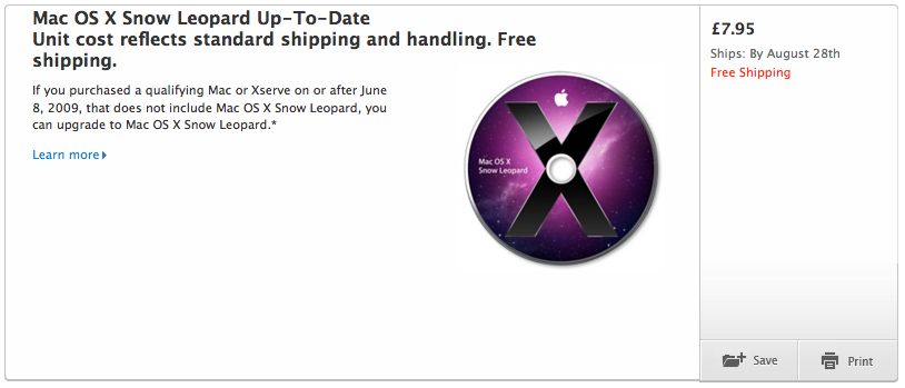 Apple UK Lists August 28th As Ship Date for Snow Leopard?