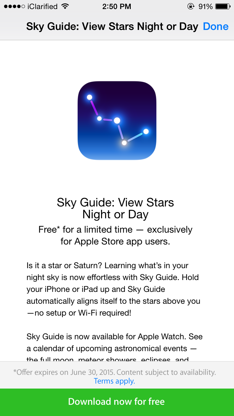 Star Gazing App Sky Guide Available For Free Through Apple Store App