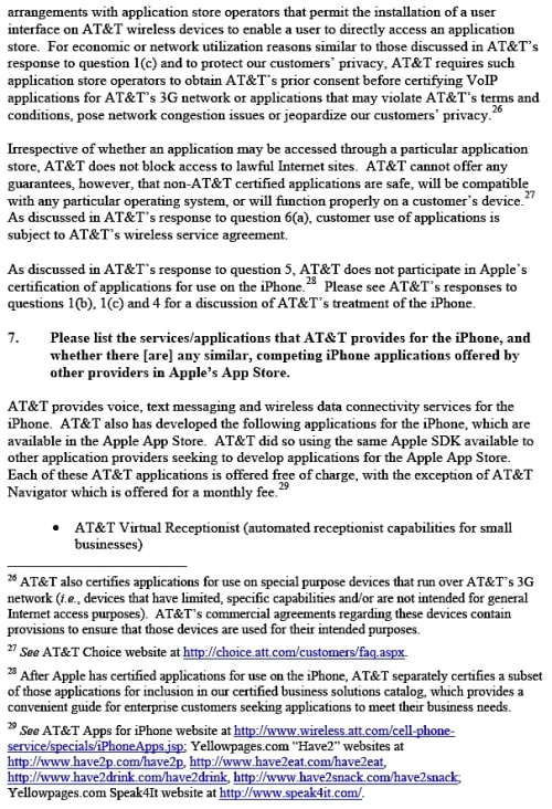 AT&amp;T&#039;s Response to the FCC Inquiry