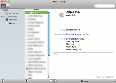 Possible New Snow Leopard Build Shows Social Integration in Address Book?