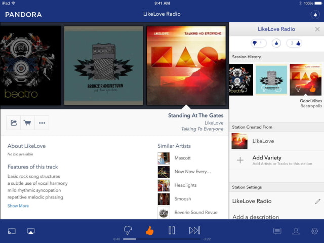 Pandora Radio App Gets New Design for iPad