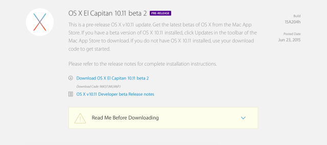 Apple Releases OS X El Capitan 10.11 Beta 2 to Developers for Testing