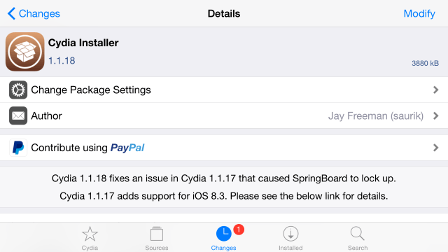 Saurik Updates Cydia Installer to Fix SpringBoard Lock Up Issue