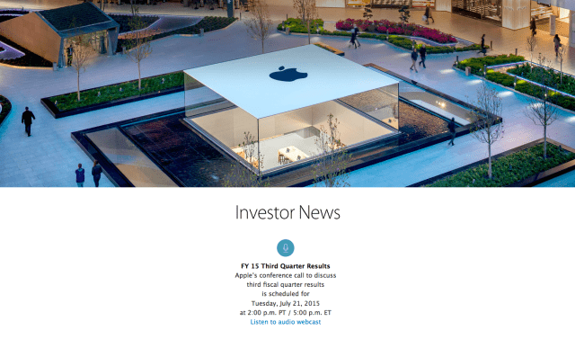 Apple Announces FY15 Third Quarter Results Conference Call for Tuesday, July 21st