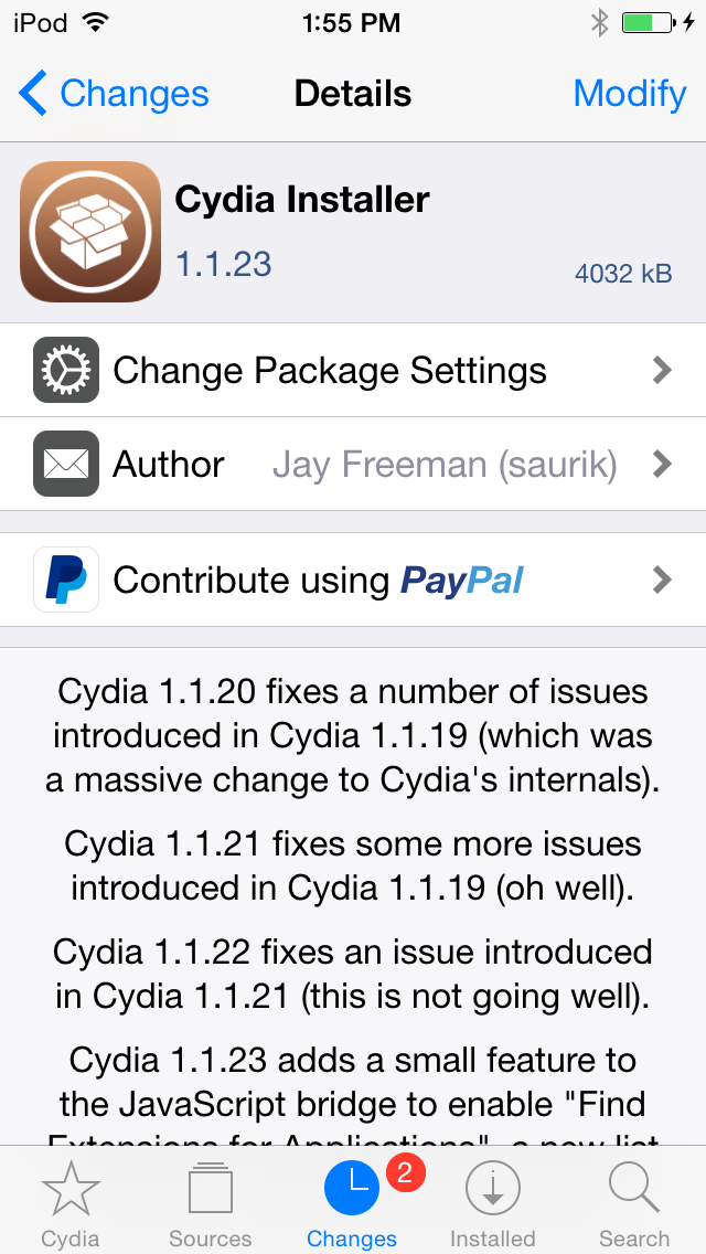 Cydia 1.1.23 Brings Support for Package Downgrades