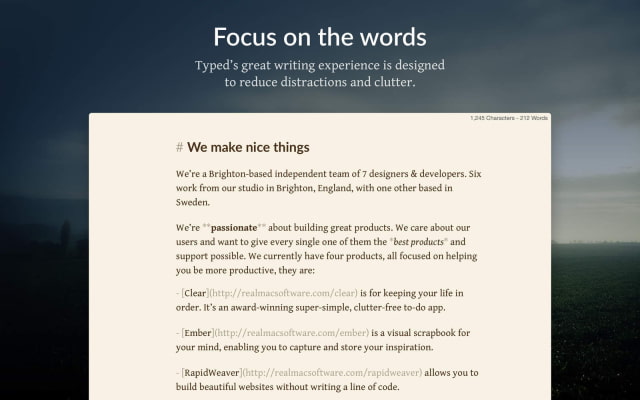 Realmac Software Launches Its &#039;Typed&#039; Markdown Editor on the Mac App Store