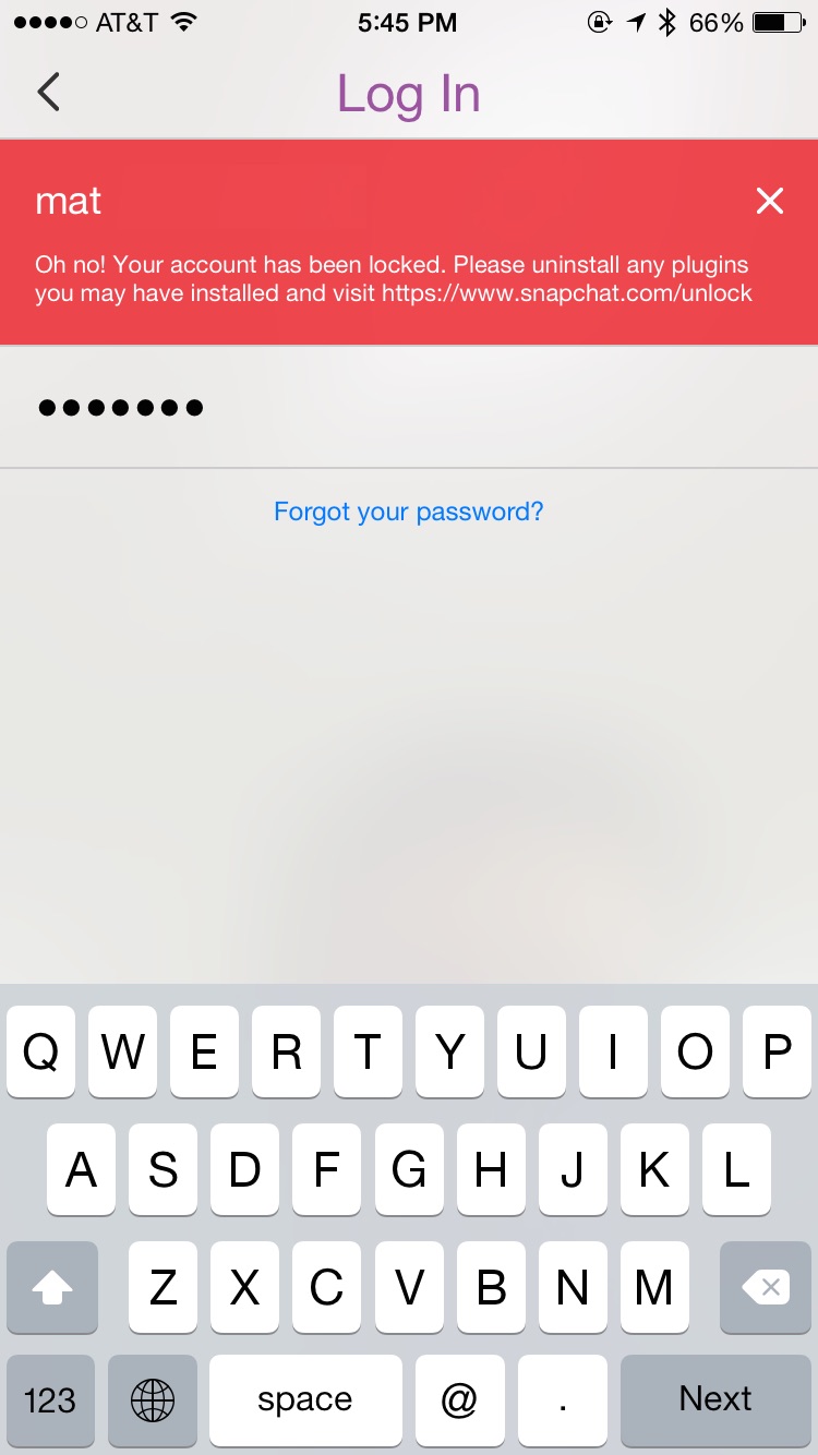 Snapchat Locks User Accounts With Third Party Plugins/Jailbreak Tweaks Installed