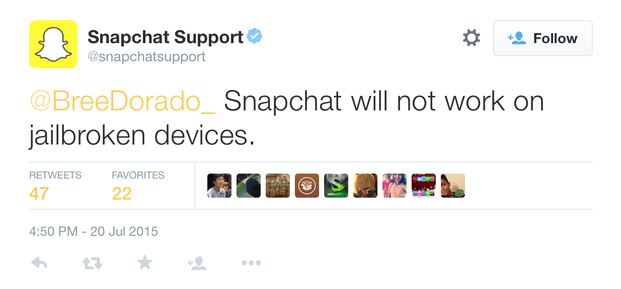 Snapchat Locks User Accounts With Third Party Plugins/Jailbreak Tweaks Installed