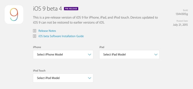 Apple Releases iOS 9 Beta 4 to Developers for Testing