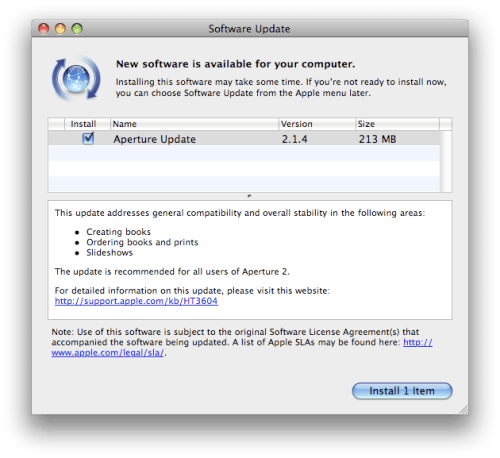 Apple Releases Aperture 2.1.4