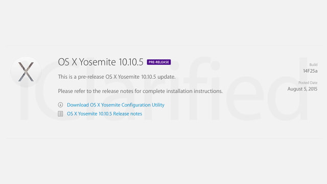 Apple Releases Third Beta of OS X 10.10.5 Yosemite to Developers