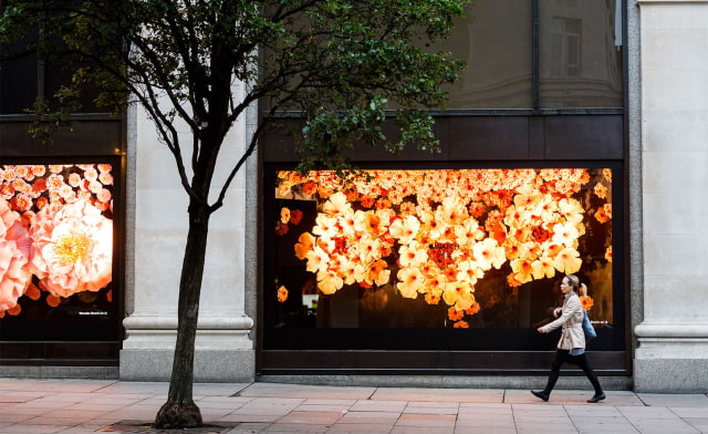 Apple Takes Over All 24 Windows at Selfridges With Massive Floral Apple Watch Installation [Photos]