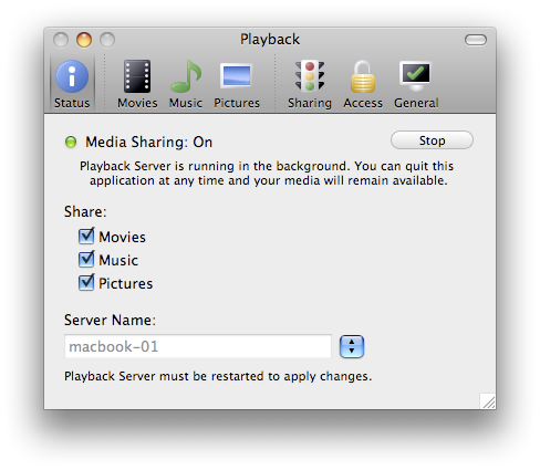 Playback Media Server optimized for Snow Leopard